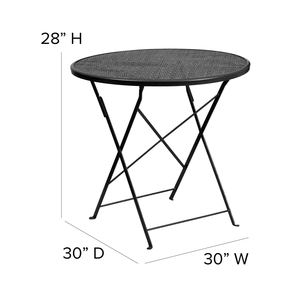 Black |#| 30inch Round Black Indoor-Outdoor Steel Folding Patio Table - Restaurant Table