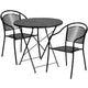 Black |#| 30inch Round Black Indoor-Outdoor Steel Folding Patio Table Set with 2 Chairs