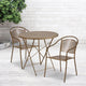 Gold |#| 30inch Round Gold Indoor-Outdoor Steel Folding Patio Table Set with 2 Chairs