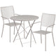 Light Gray |#| 30inch Round Light Gray Indoor-Outdoor Steel Folding Patio Table Set with 2 Chairs