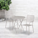 Light Gray |#| 30inch Round Light Gray Indoor-Outdoor Steel Folding Patio Table Set with 2 Chairs