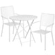 White |#| 30inch Round White Indoor-Outdoor Steel Folding Patio Table Set with 2 Chairs