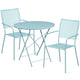 Sky Blue |#| 30inch Round Sky Blue Indoor-Outdoor Steel Folding Patio Table Set with 2 Chairs