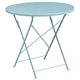 Sky Blue |#| 30inch Round Sky Blue Indoor-Outdoor Steel Folding Patio Table Set with 2 Chairs