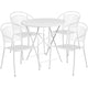 White |#| 30inch Round White Indoor-Outdoor Steel Folding Patio Table Set with 4 Chairs