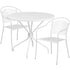 White |#| 35.25" Round White Indoor-Outdoor Steel Patio Table Set with 2 Round Back Chairs