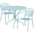 Sky Blue |#| 35.25" RD Sky Blue Indoor-Outdoor Steel Patio Table Set w/ 2 Round Back Chairs