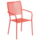 Coral |#| 35.25inch Round Coral Indoor-Outdoor Steel Patio Table Set w/ 2 Square Back Chairs