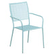 Sky Blue |#| 35.25inch RD Sky Blue Indoor-Outdoor Steel Patio Table Set w/2 Square Back Chairs