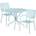 Oia Commercial Grade 35.25" Round Indoor-Outdoor Steel Patio Table Set with 2 Square Back Chairs