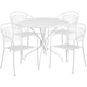 White |#| 35.25inch Round White Indoor-Outdoor Steel Patio Table Set with 4 Round Back Chairs