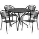 Black |#| 35.25inch Round Black Indoor-Outdoor Steel Patio Table Set with 4 Round Back Chairs