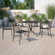 Black |#| 35.25inch Round Black Indoor-Outdoor Steel Patio Table Set with 4 Round Back Chairs