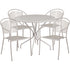 Oia Commercial Grade 35.25" Round Indoor-Outdoor Steel Patio Table Set with 4 Round Back Chairs