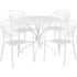 White |#| 35.25" Round White Indoor-Outdoor Steel Patio Table Set with 4 Round Back Chairs
