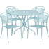 Sky Blue |#| 35.25" RD Sky Blue Indoor-Outdoor Steel Patio Table Set with 4 Round Back Chairs
