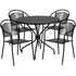 Black |#| 35.25" Round Black Indoor-Outdoor Steel Patio Table Set with 4 Round Back Chairs