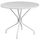 White |#| 35.25inch Round White Indoor-Outdoor Steel Patio Table-Umbrella Hole-Restaurant