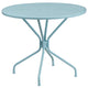 Sky Blue |#| 35.25inch Round Sky Blue Indoor-Outdoor Steel Patio Table-Umbrella Hole-Restaurant