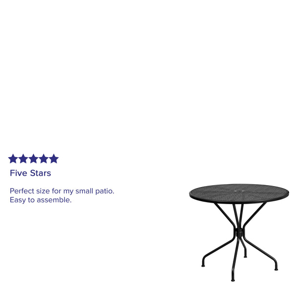 folding patio table with umbrella hole Flash Furniture Indoor-Outdoor Steel Patio Table , Black