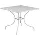 White |#| 35.5inch Square White Indoor-Outdoor Steel Patio Table Set w/ 2 Round Back Chairs