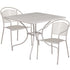 Oia Commercial Grade 35.5" Square Indoor-Outdoor Steel Patio Table Set with 2 Round Back Chairs