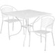White |#| 35.5" Square White Indoor-Outdoor Steel Patio Table Set w/ 2 Round Back Chairs
