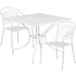 White |#| 35.5" Square White Indoor-Outdoor Steel Patio Table Set w/ 2 Round Back Chairs