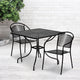 Black |#| 35.5" Square Black Indoor-Outdoor Steel Patio Table Set w/ 2 Round Back Chairs