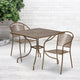 Gold |#| 35.5" Square Gold Indoor-Outdoor Steel Patio Table Set w/ 2 Round Back Chairs