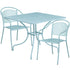 Sky Blue |#| 35.5" SQ Sky Blue Indoor-Outdoor Steel Patio Table Set w/ 2 Round Back Chairs