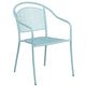 Sky Blue |#| 35.5inch SQ Sky Blue Indoor-Outdoor Steel Patio Table Set w/ 4 Round Back Chairs