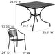 Black |#| 35.5inch Square Black Indoor-Outdoor Steel Patio Table Set w/ 4 Round Back Chairs