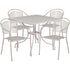 Oia Commercial Grade 35.5" Square Indoor-Outdoor Steel Patio Table Set with 4 Round Back Chairs