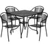 Oia Commercial Grade 35.5" Square Indoor-Outdoor Steel Patio Table Set with 4 Round Back Chairs