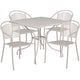 Light Gray |#| 35.5" Square Lt Gray Indoor-Outdoor Steel Patio Table Set w/ 4 Round Back Chairs