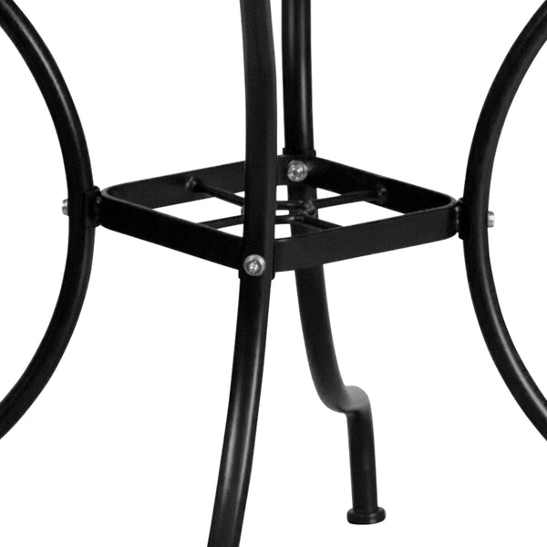 Black |#| 35.5" Square Black Indoor-Outdoor Steel Patio Table Set w/ 4 Round Back Chairs