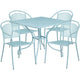 Sky Blue |#| 35.5" SQ Sky Blue Indoor-Outdoor Steel Patio Table Set w/ 4 Round Back Chairs