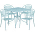 Sky Blue |#| 35.5" SQ Sky Blue Indoor-Outdoor Steel Patio Table Set w/ 4 Round Back Chairs