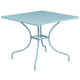 Sky Blue |#| 35.5" SQ Sky Blue Indoor-Outdoor Steel Patio Table Set w/ 4 Round Back Chairs