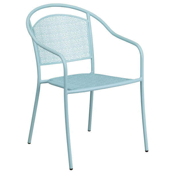 White |#| 35.5" Square White Indoor-Outdoor Steel Patio Table Set w/ 4 Round Back Chairs