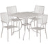 Oia Commercial Grade 35.5" Square Indoor-Outdoor Steel Patio Table Set with 4 Square Back Chairs