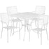 Oia Commercial Grade 35.5" Square Indoor-Outdoor Steel Patio Table Set with 4 Square Back Chairs