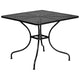 Black |#| 35.5inch Square Black Indoor-Outdoor Steel Patio Table-Umbrella Hole-Restaurant