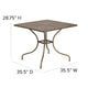 Gold |#| 35.5inch Square Gold Indoor-Outdoor Steel Patio Table-Umbrella Hole-Restaurant