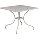 Light Gray |#| 35.5inch SQ Lt Gray Indoor-Outdoor Steel Patio Table-Umbrella Hole-Restaurant