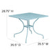 Sky Blue |#| 35.5inch SQ Sky Blue Indoor-Outdoor Steel Patio Table-Umbrella Hole-Restaurant