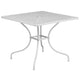 White |#| 35.5inch Square White Indoor-Outdoor Steel Patio Table-Umbrella Hole-Restaurant