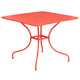 Coral |#| 35.5inch Square Coral Indoor-Outdoor Steel Patio Table-Umbrella Hole-Restaurant