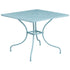 Sky Blue |#| 35.5" SQ Sky Blue Indoor-Outdoor Steel Patio Table-Umbrella Hole-Restaurant